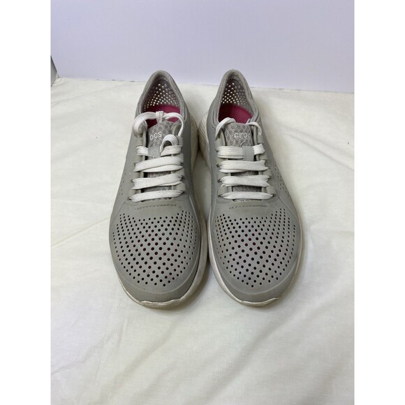 Crocs Sneaker Womens 9m Gray Lace up Literide Pacer Comfort Breathable Casual - Picture 7 of 7